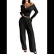 thumbnail image 2 of Conjuntos de Dos Piezas de Otoño para Mujer, Camiseta de Larga con Cuello en V y Pantalones Anchos, Conjuntos de Chándal Informal. Negro S, 2 of 8