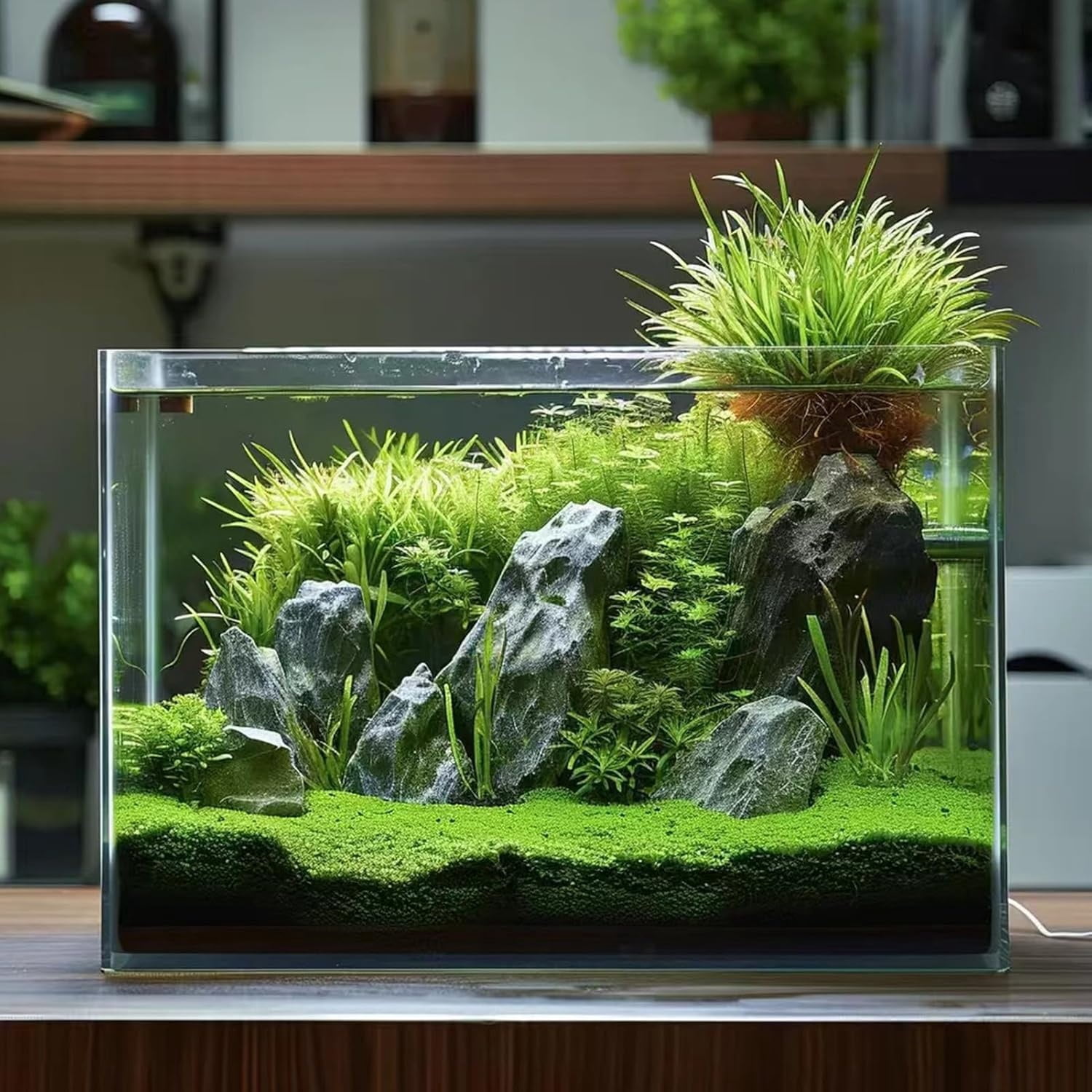 3 Gallon Glass Fish Tank, Easy to Maintain Small Aquarium for Betta/Goldfish/Snails/Shrimp and Aquatic Planting.
