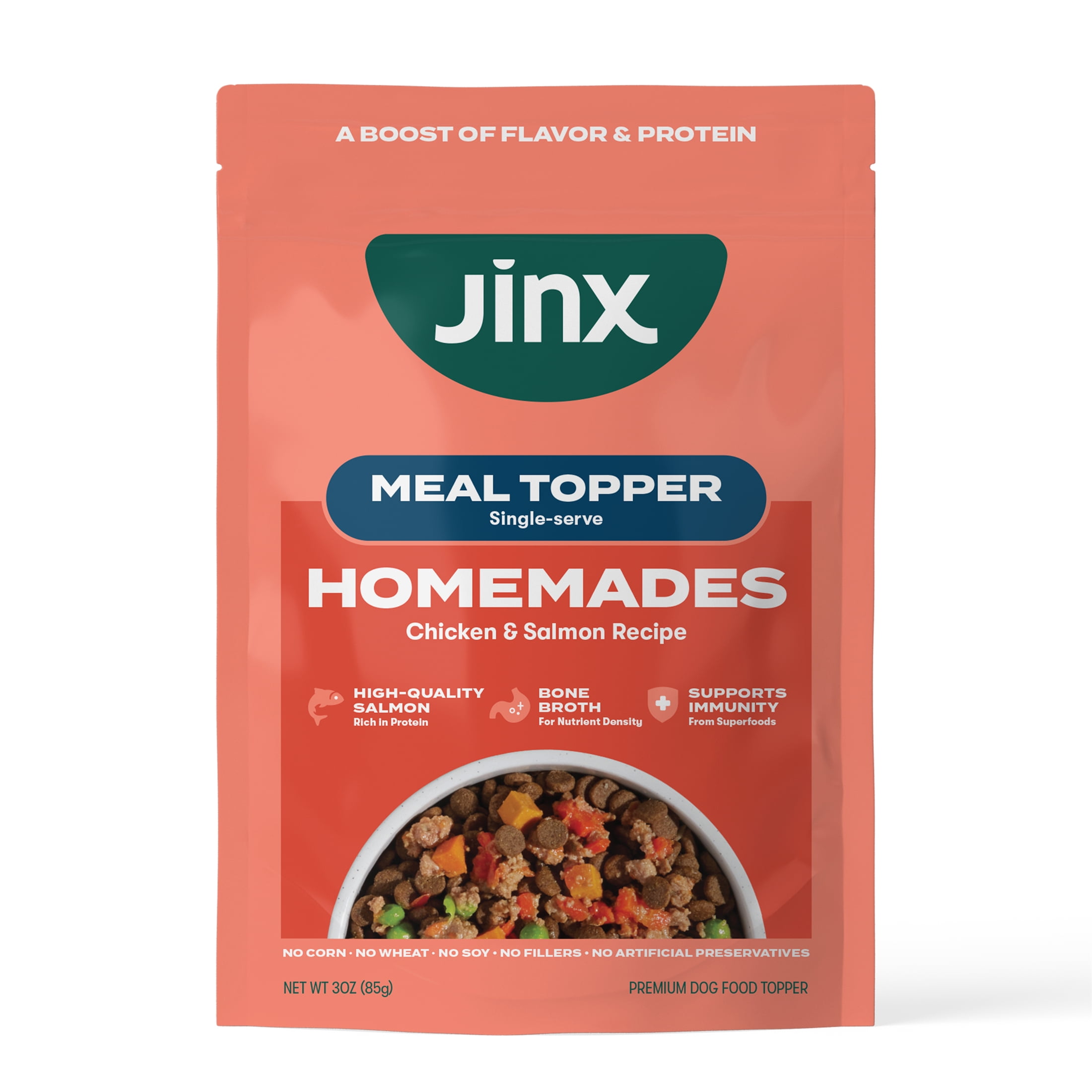 (4 pack) Jinx Homemades Chicken & Salmon Topper,3oz.Pouch