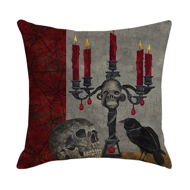 Yuarrent Funda de almohada decorativa, decoración de Halloween, funda de almohada acogedora con patrón de calabaza, funda de cojín cuadrada para sofá, Decoración del hogar tres SXYM42 Yuarrent HA060851-03B