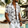 thumbnail image 2 of Uwinwear Men's Linen Cotton Short Sleeve Button Up V Neck Shirts Lightweight Tops Hawaiian Summer Beach Printed Casual Shirts Breathable Casual Wear,White,S, 2 of 8