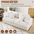 thumbnail image 4 of Dinosisco Corduroy Sofa Couch, Upholstered 3-Seater Deep Seat Couch for Living Room, White, 4 of 8