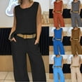 thumbnail image 7 of Tumotour Linen Two Piece Sets For Women Sleeveless Pullover Top And Button Wide-Leg Pants, Lightweight Casual Spring Outfit, 7 of 7