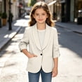 thumbnail image 6 of Posijego Girls 3/4 Sleeve Blazers Single Button Suit Formal Performance Uniform Jackets with Pockets 4-15 Years, 6 of 9