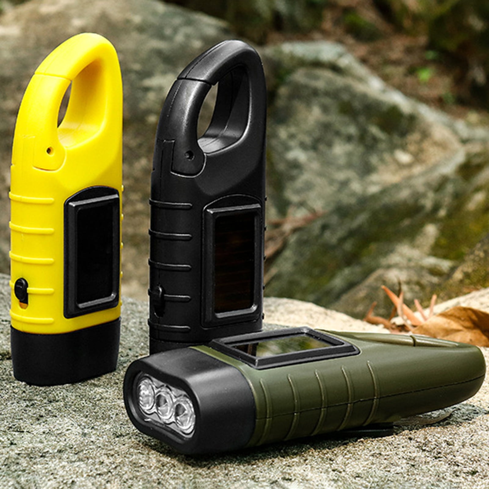 Travelwant Rechargeable Waterproof Solar Powered Rechargeable LED Flashlight  Hand Crank Emergency Light Survival Gear Best for Fishing Hiking Backpack  Camping Emergency Pack 