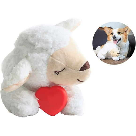 Heartbeat Puppy Toy for Crate Calming Toys Heartbeat Dog Toys with Heartbeat for Puppies Stuffed Animal for Dogs Keep Busy Heartbeat Pillow Sleep Aid Toys (White) Best Gifts for Chi Christma