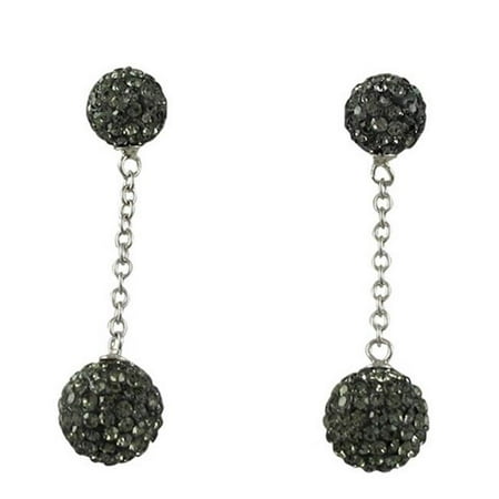 Gray Gemstone Earrings - Dlux Jewels Gold & Gray Crystal Ball Earrings