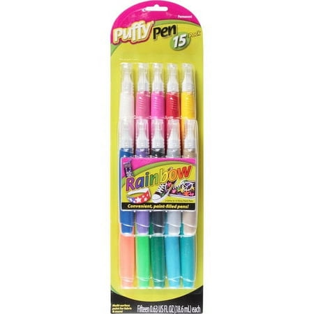 Puffy Pen Rainbow 3D Fabric Paint Pens Pack, 15 Piece