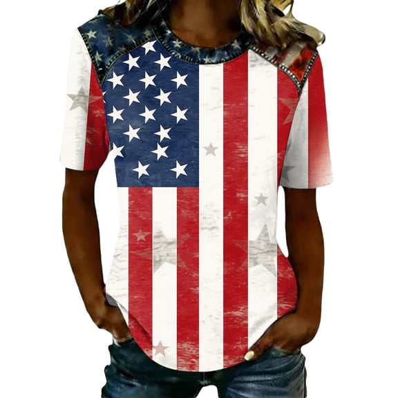 Wang6 Womens 250th Anniversary USA Shirts Color Blocking America Flag T-Shirts Plus Size Loose 4th of July Tops Independence Day Patriotic Graphic Tees ZZ_0528liWhite XL