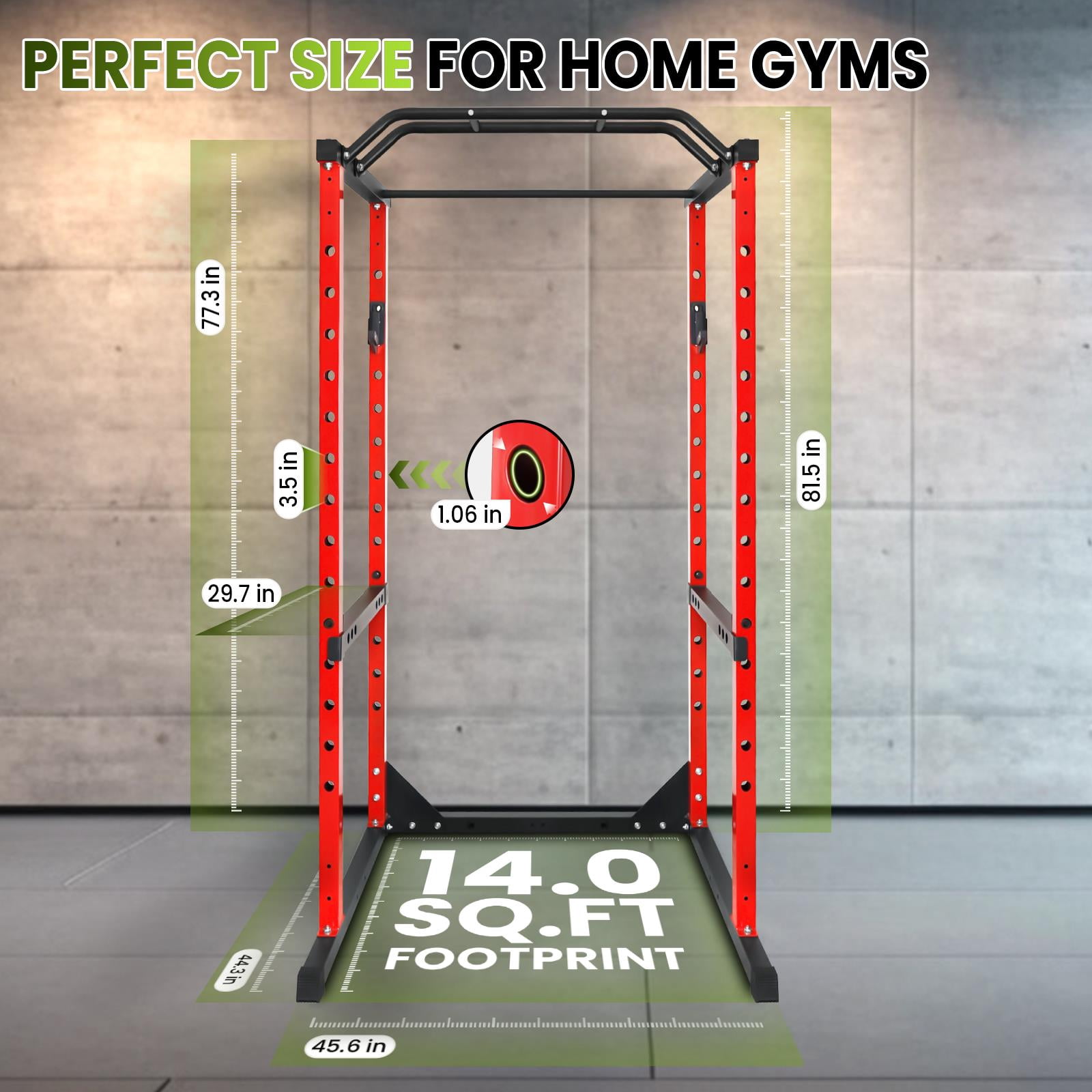 44.1 In L X 45.7 In W X 81.5 In H Gym Power Cage,Red Squat Rack With 661 Lbs Capacity,16 Position Height Adjustment And Protection Frame,Red Power Cage For Weightlifting Or Glute Training,Red