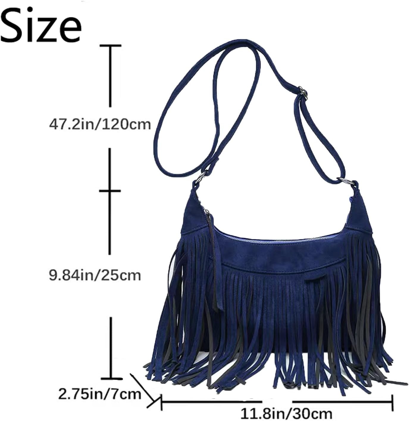 Women Fashion Fringe Purse Crossbody Bags Vegan Suede Hippie Tassel Hobo Shoulder Bag Vintage Handbags
