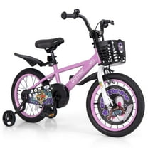 Costway 16" Kid’s Bike for 4-7 with Height-Adjustable Handlebar & Saddle Handbrake Purple