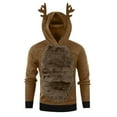 thumbnail image 7 of Mens Christmas Reindeer Sherpa Hoodie With Ear Mens Christmas Ugly Funny Costumes for Cosplay Party, 7 of 7