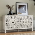 thumbnail image 6 of Floral Carved Buffet & Sideboard Cabinet,Elegant Accent Cabinet with Adjustable Shelves, Solid Wood Legs & Intricate Handles for Dining Room,living room Storage, 6 of 11