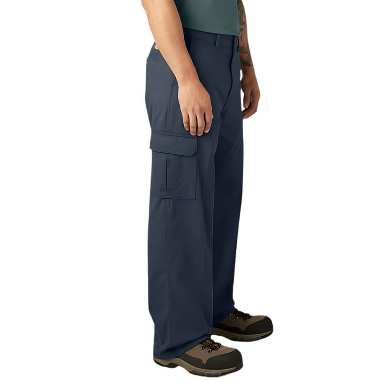 Dickies Men's Loose Fit Cargo Pants, Rinsed Dark Navy, 36X34