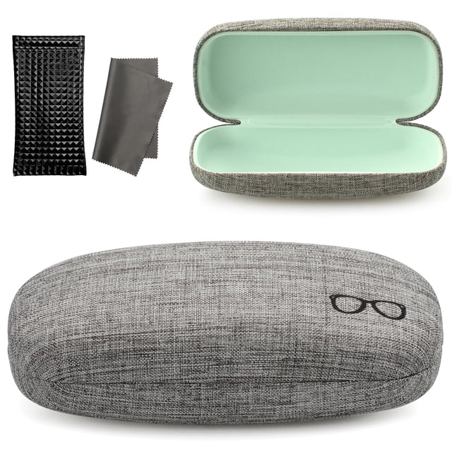 Estuche para Anteojos Vemiss de Caparazón Duro con Tela de Lino Grande Gris/Verde