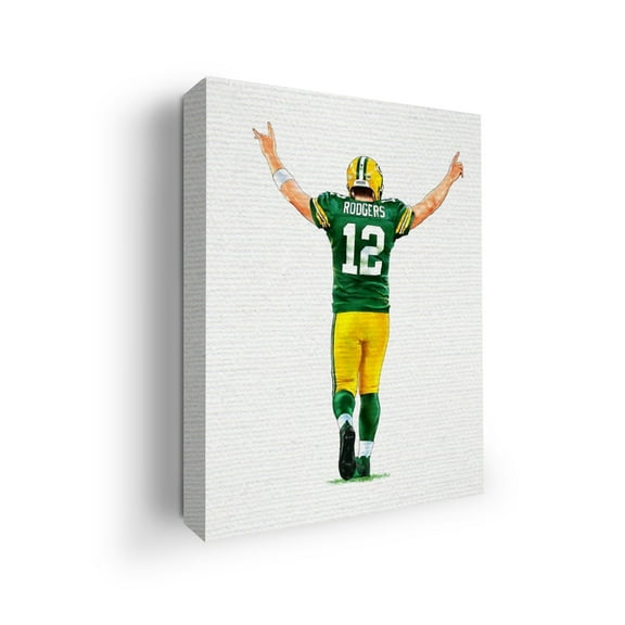 Aaron Rodgers Canvas Wall Art by Mavis Print- 12x16 inches Football Wall Decor | UV & Water Resistant HD Printed & Wooden framed Wall Art | Modern Wall Decor for Gift | Made in USA