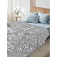 thumbnail image 5 of Twin Flat Sheet 66"x96", White Black Stripe Soft Lightweight Bedding Flat Sheets Only, Modern Abstract Art Moire Striped Brushed Microfiber Top Bed Sheet, Breathable StainResistant Bedsheets, 5 of 9