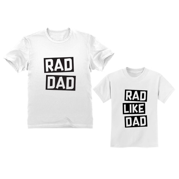 Rad Dad - Rad Like Dad Matching Father & Son Set Funny Dad & Me Matching Shirts Dad White Large / Son White 5/6