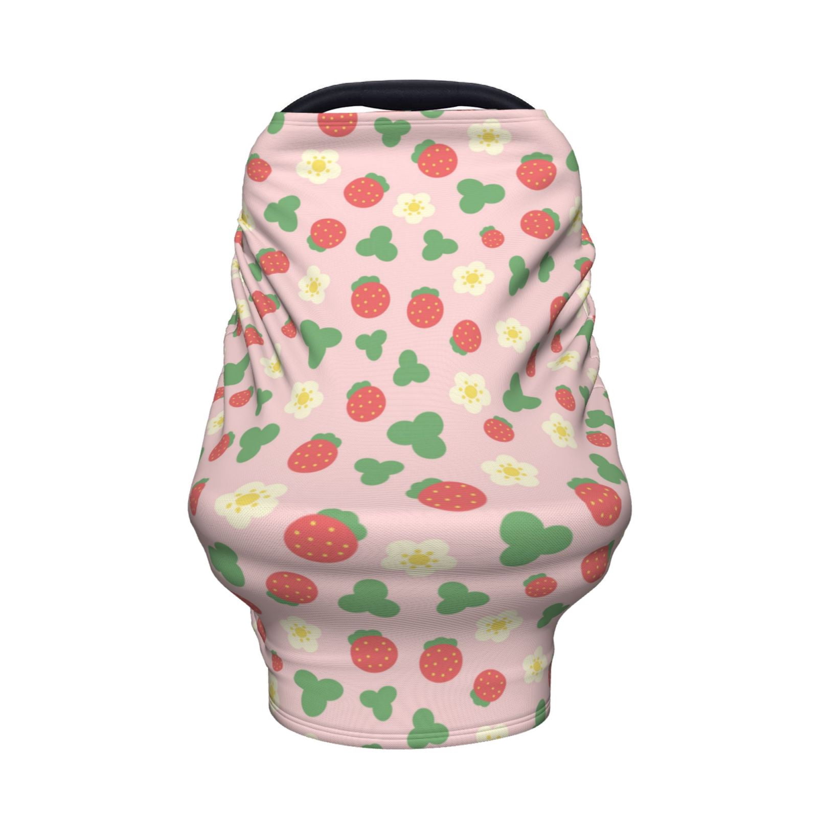 Fotbe Strawberry And Flowers Pattern Car Seat Covers for Babies, Nursing Breastfeeding Cover Infant Carseat Canopy, Soft Stretchy Carrier Cover