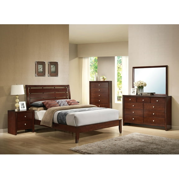 Contemporary Brown Cherry Queen Bed Set 6PCS by Acme Ilana 20400Q-6pcs