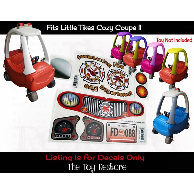 The Toy Restore Replacement Stickers fits Little Tikes Cozy Coupe II Ride-On Fire Truck Engine Decals