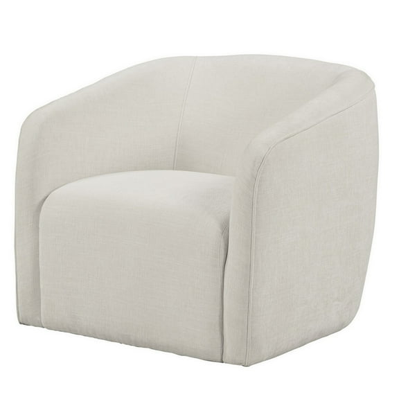 Benjara Lea 33" Barrel Club Chair- Cushioned Seating- Soft Beige Upholstery