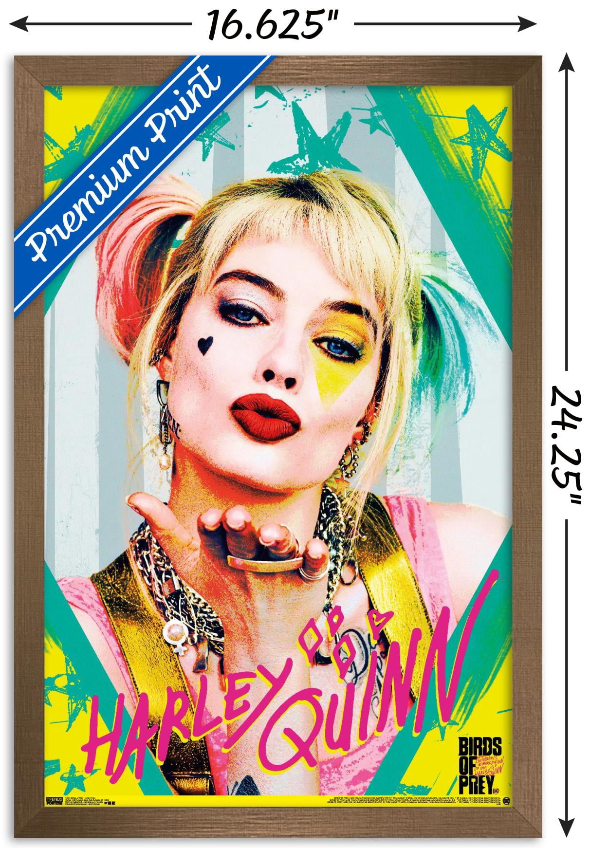 DC Comics Movie - Birds of Prey - Harley Quinn - Kiss Wall Poster, 14.725" x 22.375", Framed