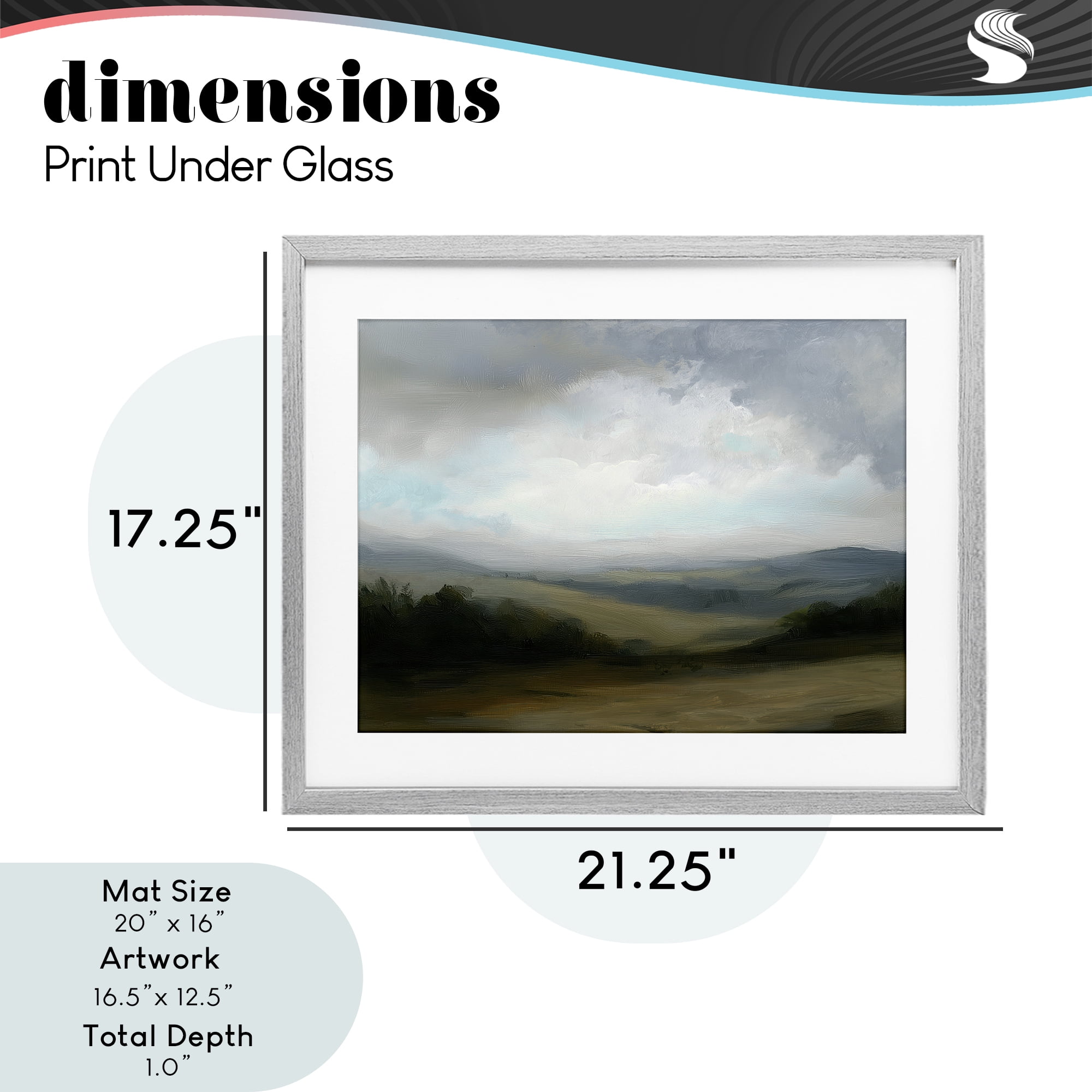 Stupell Industries Refreshed Quiet Rolling Hills Gray Framed Print Under Glass, design by Annabelle Hall
