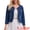 Dark Blue, variant on DARING DIVA Women's Collarless Cardigan 3/4 Sleeve Jean Jacket S Light Blue
