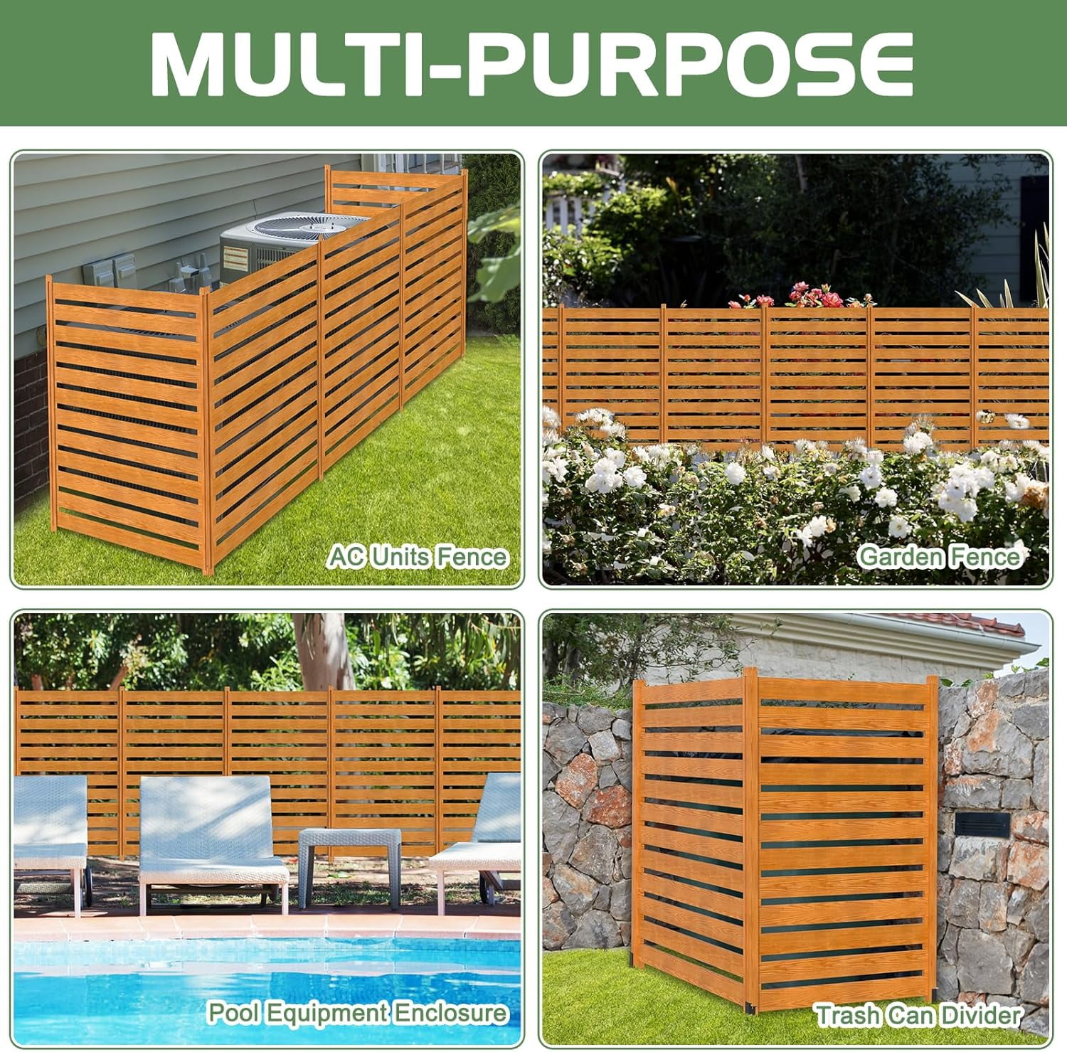Outdoor Privacy Screen Privacy Fence Panels for Outside, 2 Panels 38"W X 60"H Wood Decorative Fence,Pool Equipment Enclosure, Patio Garden Fence Perfect to Enclose Trash Cans and Air Conditioner