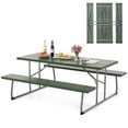 thumbnail image 1 of Gymax Folding Picnic Table w/ 2 Benches 6 FT Camping Table Set w/ All-Weather HDPE Tabletop Green, 1 of 10