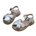 thumbnail image 3 of LIUJUNSHOP Toddler Girls Sandals Little Girls Kids Summer Shoes Toddler Sandals Silver 11.5-12 Years, 3 of 9