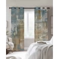 thumbnail image 3 of Blue Brown Blackout Curtains, Light Blocking Print Window Curtains, Vintage Modern Oil Painting Art Abstract Thermal Insulated Window Drapes for Living Room Kitchen Cafe 2 Panels, 104"W x 52"L, 3 of 9