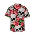 thumbnail image 3 of Goofa Skull and Roses Hawaiian Shirt for Men, Unisex Summer Beach Casual Short Sleeve Button Down Shirts,Aloha Tropical Floral print shirt-Medium, 3 of 9
