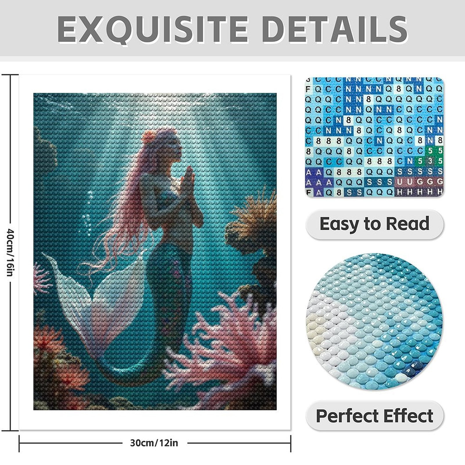 Diamond Art Kits for Adults - 5d Mermaid Dream Underwater Fantasy Scene Diamond Painting for Adults, Diamond Art for Adults Beginners, Diamond Painting Kits for Adults for Home Wall Decor