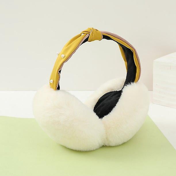 Cache-oreilles doux et chauds pour l'hiver - Bandeau pliable pour femme  Cache-oreilles en fourrure polaire pour temps froid-Blanc-Quantité 