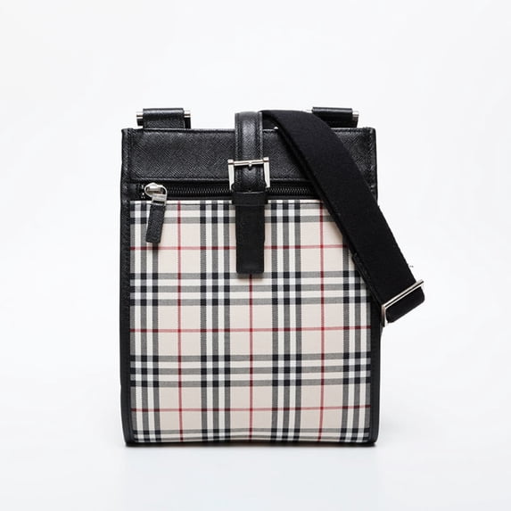 Pre-Owned Burberry Check Canvas and Leather Shoulder Bag, Beige, WS21612