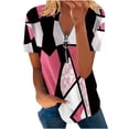 thumbnail image 1 of Blusa informal con cuello en V y manga corta con estampado de verano para mujer con estilo OAVQHLG3B Store  lin121212, 1 of 5