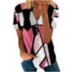 thumbnail image 1 of Blusa informal con cuello en V y manga corta con estampado de verano para mujer con estilo OAVQHLG3B Store  lin121212, 1 of 5