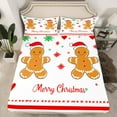 thumbnail image 2 of Feelyou Merry Christmas Bed Sheets, Gingerbread Man King Sheets, Green Red Snowflake Sheet Set, Luxury Bedroom Decor,4-Piece, 2 of 7