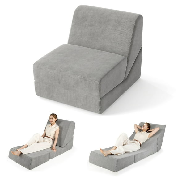 Gymax 3-in-1 Folding Sofa Bed Convertible Sleeper Chair w/ Washable Zippered Cover