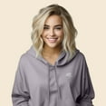 thumbnail image 4 of Dalix UFO Embroidered Fleece Cropped Hoodie Cold Fall Winter Women in Storm Gray XL X-Large, 4 of 5