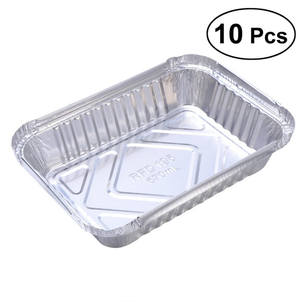 HOMEMAXS 10 Pcs Disposable BBQ Drip Pan Tray Aluminum Foil Tin Liners