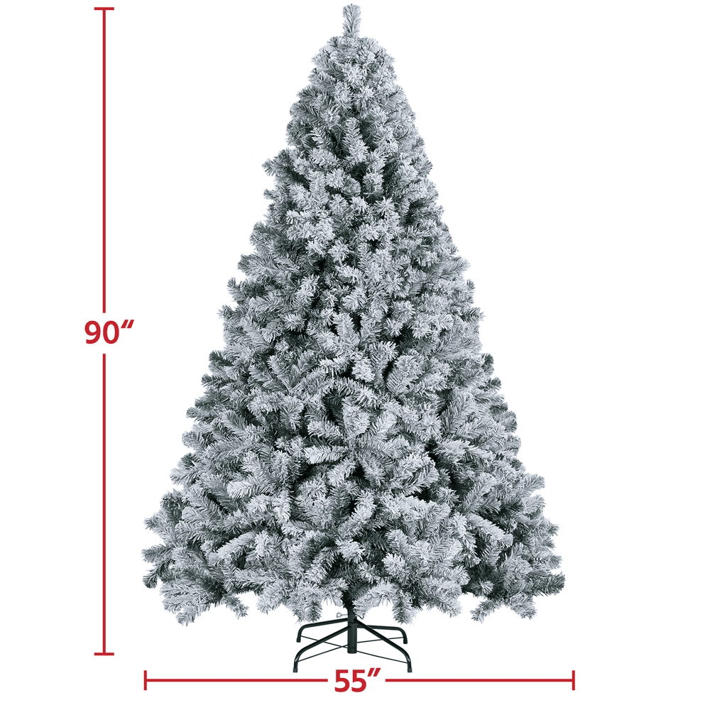 Alden Design 7.5FT Unlit Flocked Artificial Christmas Tree with Foldable Stand, Green