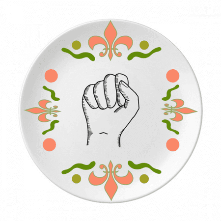 

Clenched Gesture Line Drawing Pattern Flower Ceramics Plate Tableware Dinner Dish