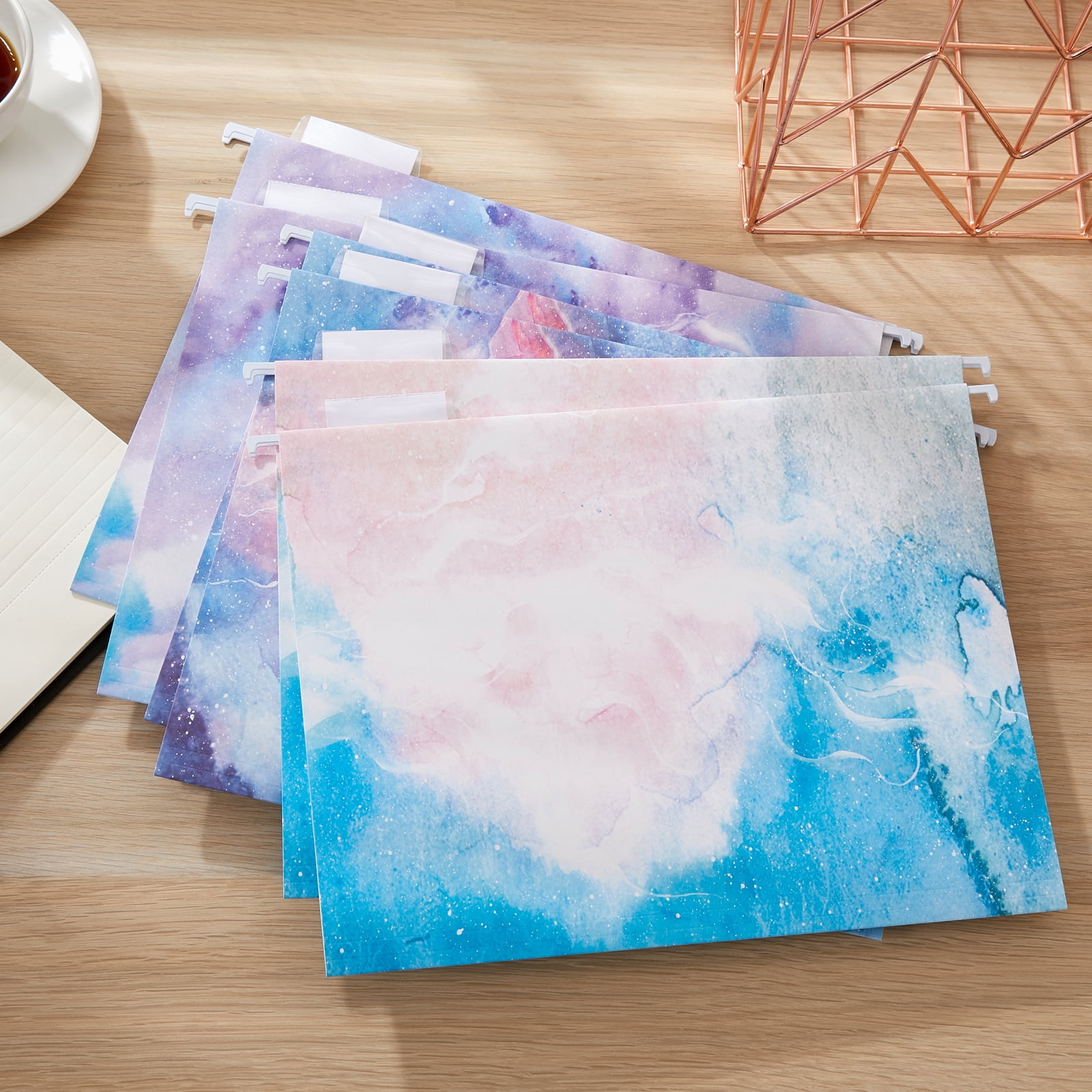 Y YOMA Decorative File Hanging Folder 1/5-Cut Adjustable Tabs, Nebula, 6 Pack