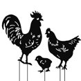 thumbnail image 1 of Decoración de jardín, adorno de silueta de pollo, patio trasero, césped, patio, silueta de Metal, Decoración 3 Piezas Eigraketly HA004257-00, 1 of 6