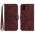 thumbnail image 1 of Mantto for Samsung Galaxy A71 5G 6.7 inch Wallet Case with Wrist Strap,Stylish Sunflower Embossed PU Leather Shockproof Protective Magnetic Clasp Flip Stand Card Slots Phone Cover,Winered, 1 of 10