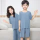 thumbnail image 4 of Novedad de verano, conjunto de ropa de dormir de seda helada para niños, ropa holgada de manga corta para el hogar para niños y niñas, conjunto de dos piezas, pijama cómodo, 4 of 5